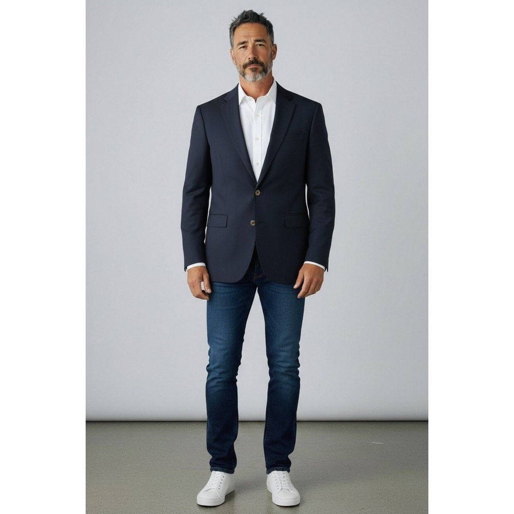 Burberry Blazer Mens 42R Navy Blue Wool Cashmere Blend Made USA